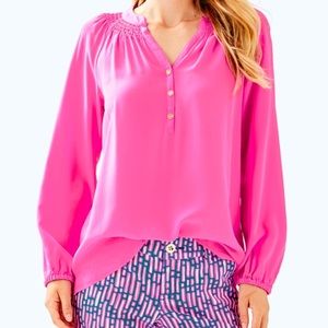 Lilly Pulitzer Hot Pink Elsa Silk Top